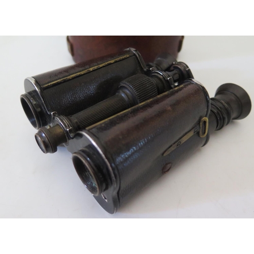 280 - A Pair Yeates & Sons Ltd. 8X Binoculars stamped 12444 in leather case with brass plaque 'COL.R. SGT.... 