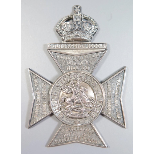 286D - A Silver Queen Victoria's Rifles Recruit Shot Rifle 1924 Medallion, awarded to RFN. C. W. COXON B.CO... 