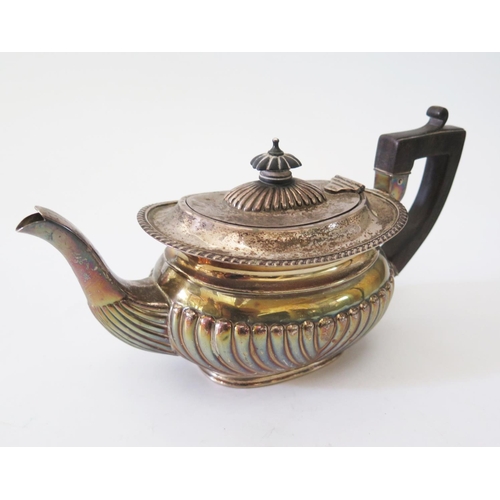 29 - A Victorian Silver Teapot with ebony handle, Birmingham 1898, George Unite, 400g gross