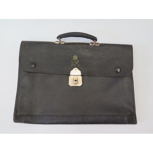 303 - A King George VI Monogrammed Leather Briefcase