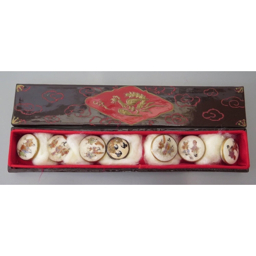 361 - A Set of Six Japanese Meiji Period Satsuma Buttons and one other