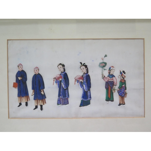 365 - A Set of Four Nineteenth Century Chinese Pith Paintings, c. 30 x 17cm