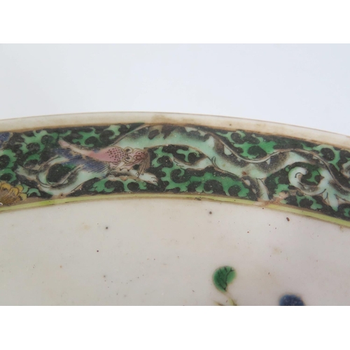 379a - An Eighteenth Century Chinese Famille Verte Shallow Dish decorated with pheasant and foliage, c. 30c... 