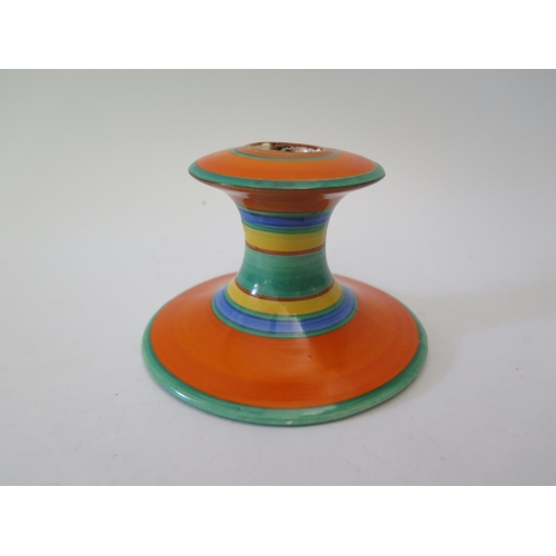 383 - A Clarice Cliff Bizarre Pottery Candlestick, 11.5cm diam.