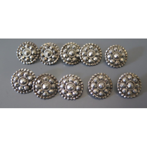 70 - A Set of Ten Silver Buttons, 38g