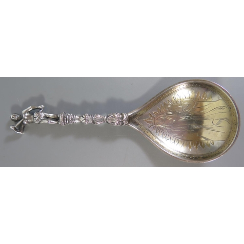 74 - A Swedish .800 Silver and Part Gilt Ecclesiastical Spoon, 40g, 13cm