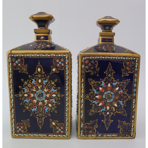 389a - An Eighteenth Century Sevres Porcelain Inkwell with matching pair of canisters bearing the monogram ... 