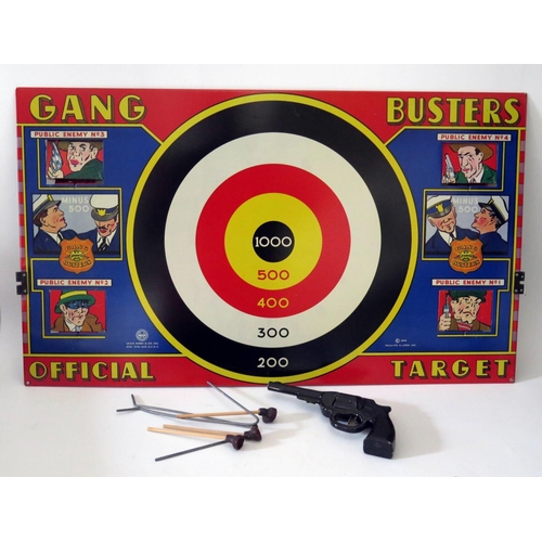 467 - Tin Plate Toy _ A Marx Gang Busters Trap Door Target. Manufactured in 1940 and complete with stands,... 