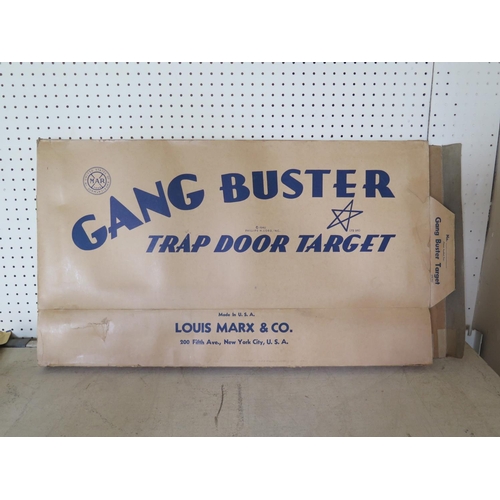 467 - Tin Plate Toy _ A Marx Gang Busters Trap Door Target. Manufactured in 1940 and complete with stands,... 