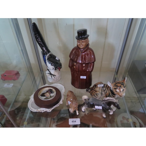 454 - USSR porcelain ornaments including magpie and tiger cub