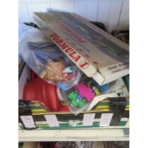 462 - A box of diecast vehicles, some boxed, and box of plastic toys