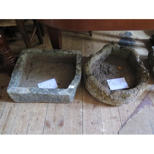 508 - Two small grit stone troughs