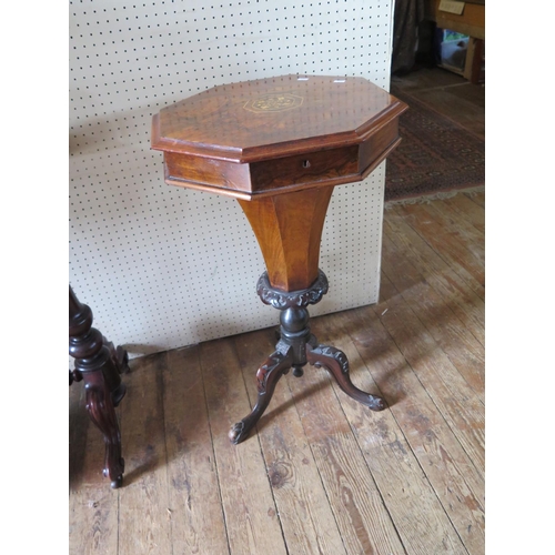 530 - A Victorian Burr walnut and inlaid conical work table