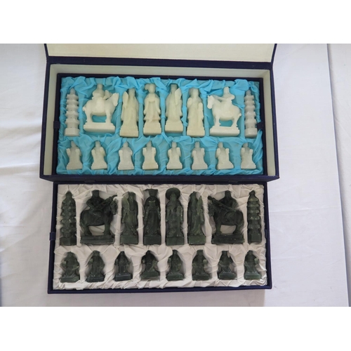 540 - A Chinese carved stone chess set