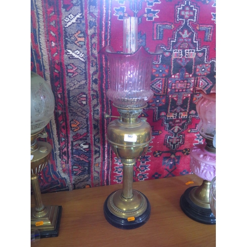 583 - A Victorian brass oil lamp