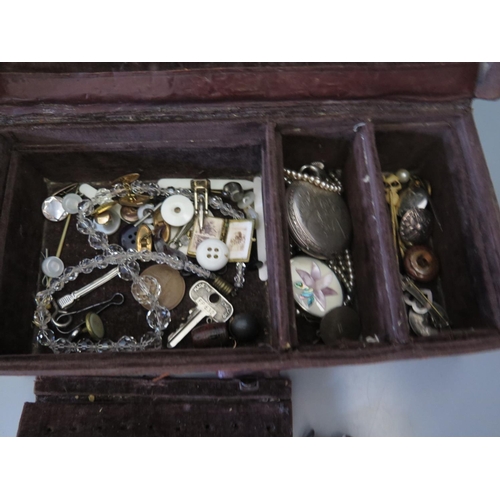 60 - A box of costume jewellery, pocket watch, champagne tap etc