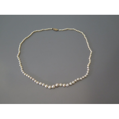 70a - Ladies Pearl Necklace With A 9ct Gold Clasp 8.8g