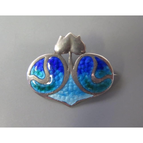 95a - An Art Nouveau silver and enamel brooch, Birmingham 1908, Constantine & Floyd