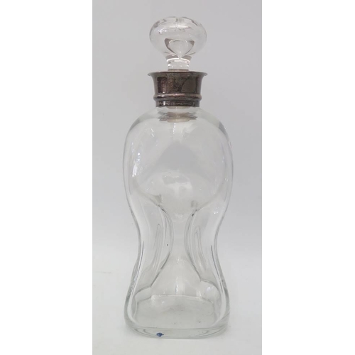 19 - An Edward VII Silver Collared Glass Decanter of waisted form, Birmingham 1905, Elklington & Co. Ltd.