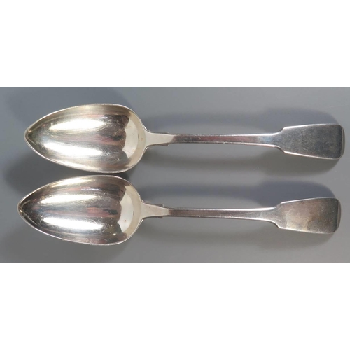 26 - A Pair of George III Silver Table Spoons, London 1818,	Solomon Royes & John East Dix, 148g