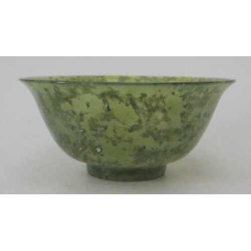 347 - A Chinese Spinach Green Jadeite Bowl, 12.5cm diam.