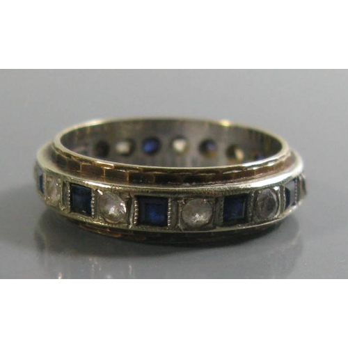 89 - A 9ct Gold, Sapphire and Diamond Eternity Ring, size J, 2.9g