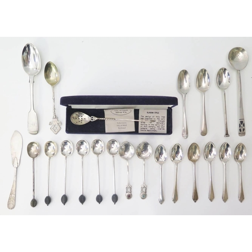 25 - A Selection of Silver Flatware including Isle of Mull Silver Co. Olive Spoon, 189g