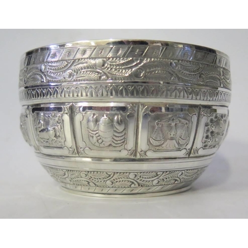 68 - A Victorian Silver Sugar Bowl decorated with signs of the Zodiac, London 1875, Fenton Bros. 156g

**... 