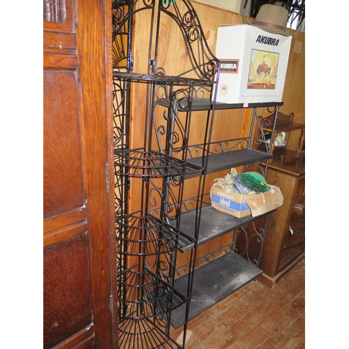 713 - A Pair of Wrought Iron Folding Corner Shelves