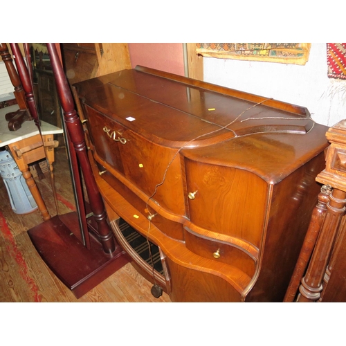 720 - A 1950's Walnut Cocktail Cabinet with satinwood interior