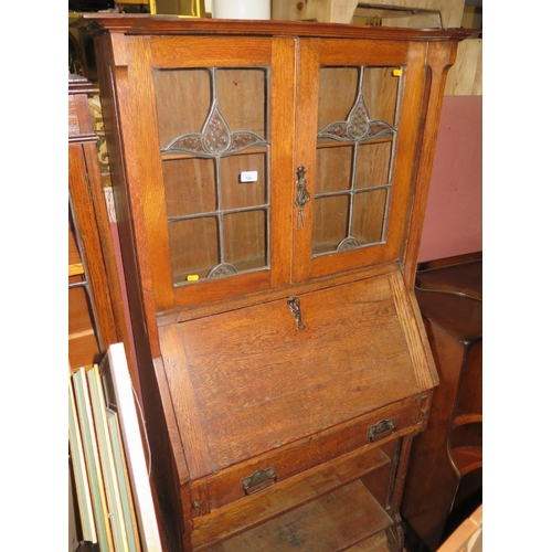 722 - An Arts & Crafts Oak Bureau Bookcase