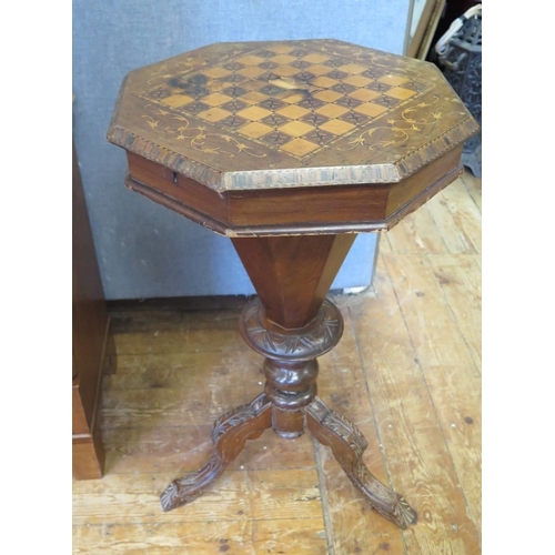 735 - A Victorian Walnut and Inlaid Conical Sewing Table