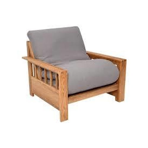 744 - A Futon Company Oak Single Chair Bed (image for illustration only, material is mushroom)