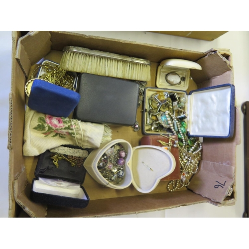 76 - A Selection of Costume Jewellery and silver backed brush