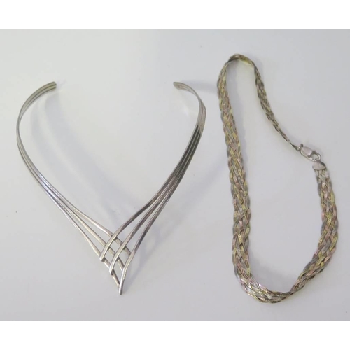 78 - A Silver and Tri-Colour Gilt Necklace and one other silver necklace

******PHONE IN 10******