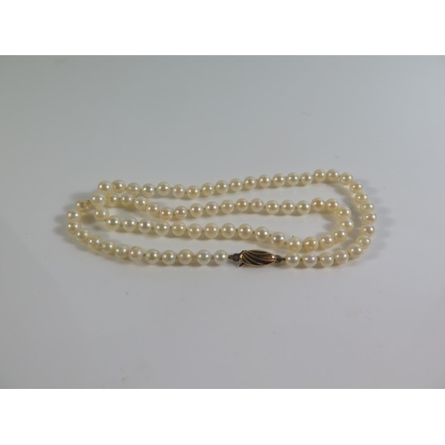 80a - A String of Cultured Pearls with 9ct gold clasp