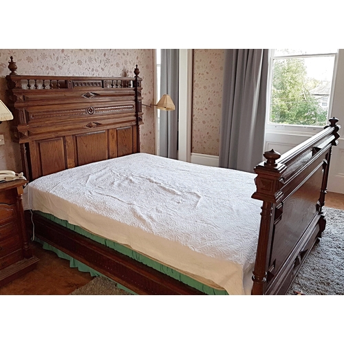 719 - A 19th Century French Oak King Size Double Bed (will fit a modern divan in the frame)