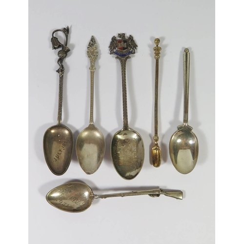 1 - A Collection of Victorian and later Teaspoons including enamel 'Exeter Cathedral', 63g