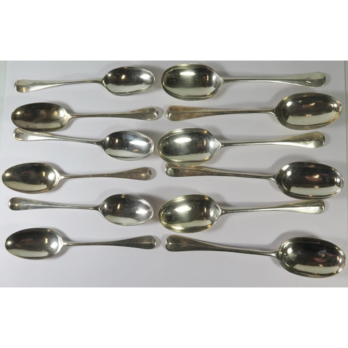 16 - Six Silver Serving Spoons and six silver dessert spoons, 713g