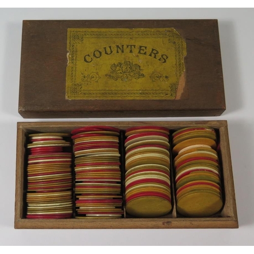 236 - Two Boxes of Mother of Pearl, Bone and Ivory Game's Counters **LOT CONTAINS IVORY: UK BIDDING ONLY**