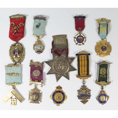 238 - A Collection of Nine Silver and Enamel R.A.O.B. and Masonic Jewels and one other