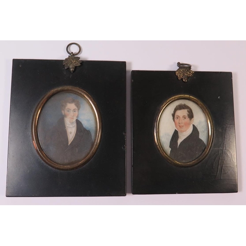 248 - Two Nineteenth Century Portrait Miniatures of Young Gentlemen in ebonised frames