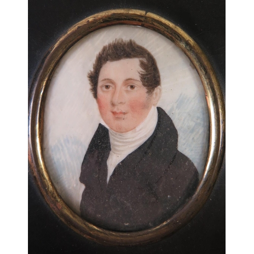 248 - Two Nineteenth Century Portrait Miniatures of Young Gentlemen in ebonised frames