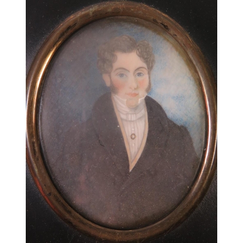 248 - Two Nineteenth Century Portrait Miniatures of Young Gentlemen in ebonised frames