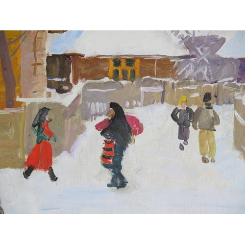 251 - Tatiana N. Yablonskaya, b. 1917-2005, 'Winter Day', oil on canvas, signed and dated 61, 89 x 74cm, f... 