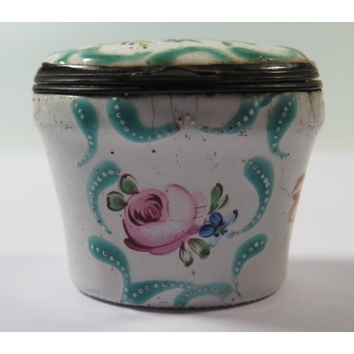 254 - An Eighteenth Century Enamel Pot decorated with flowers