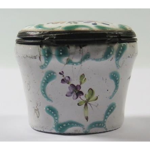 254 - An Eighteenth Century Enamel Pot decorated with flowers