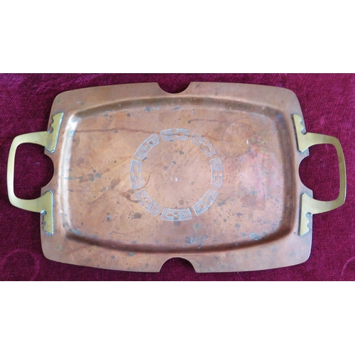 273 - A Secessionist Hammered Copper and Brass Tray, 50 x 30cm