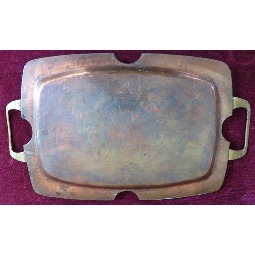 273 - A Secessionist Hammered Copper and Brass Tray, 50 x 30cm