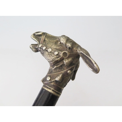 292 - A Nineteenth Century Walking Stick with cast metal handle in the form of an ass